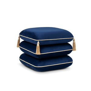 Monarch 19.5" Squared Upholstered Ottoman with Bullion Fringe