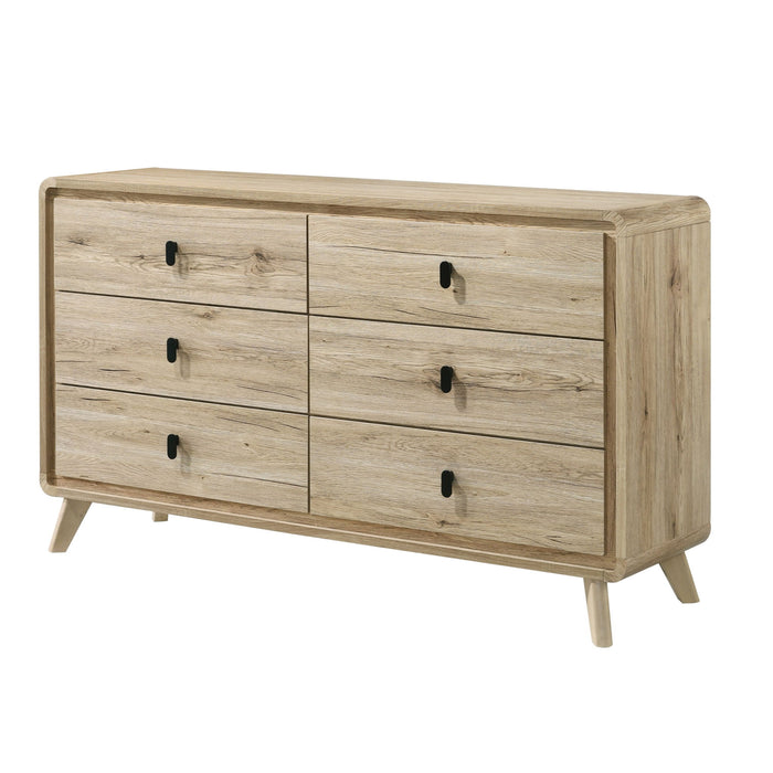 Beige 6 Drawer Dresser with Curved Edges - 60.94" W
