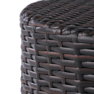 Kingstown RD Barrel Side Table, Outdoor Wicker End Table