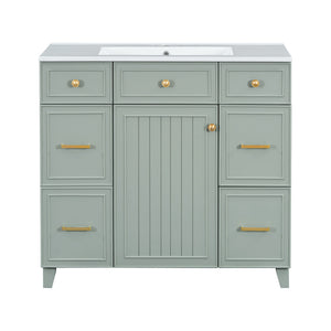 Bathroom Vanity With Ceramic Sink, Soft Close Doors, Adjustable Shelves