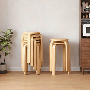Stackable Bentwood Stool Set of 4, 18" Round Backless Nesting Stools