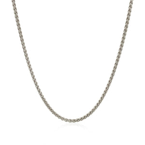 Sterling Silver Rhodium Plated Wheat Chain 1.3mm
