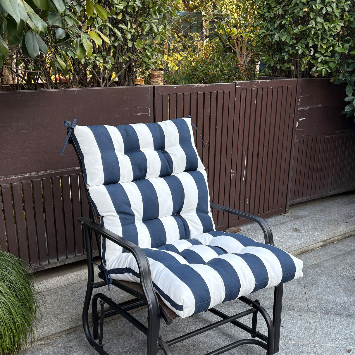 2 Piece High Back Patio Chair Cushion Set, Tufted Adirondack And Rocking Chair Cushions