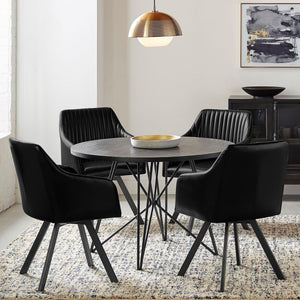 Sloped Arm Swivel Chair - Black