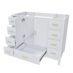 42" Bathroom Vanity Base Cabinet with 2 Soft-Close Double Doors & 9 Smooth Drawers