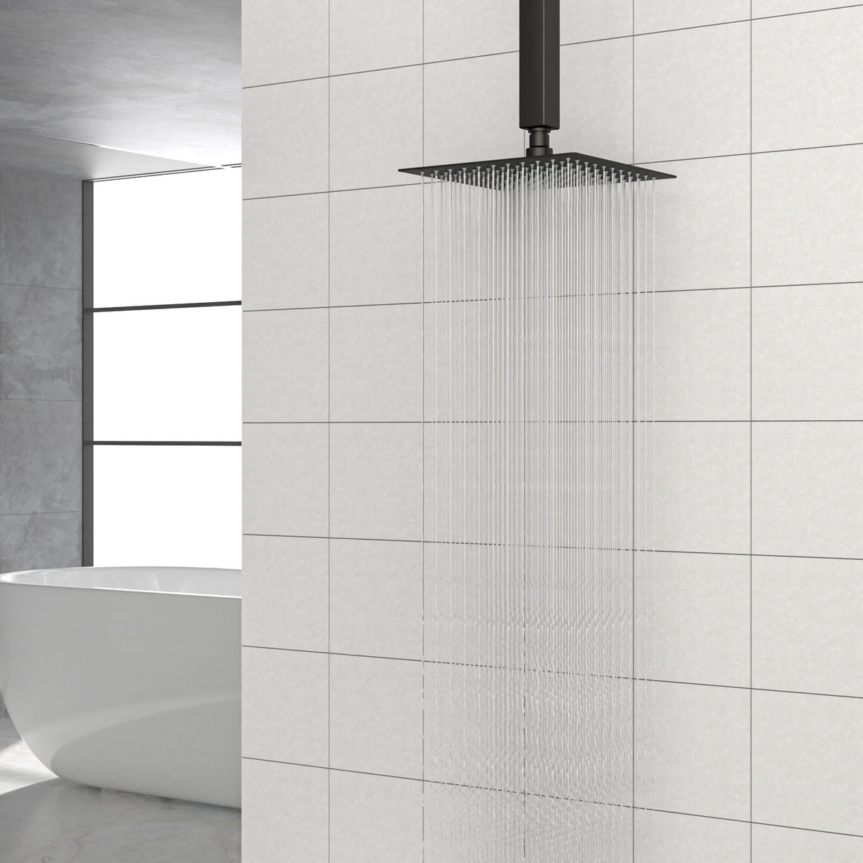 8" Square Rain Shower Head, Ceiling / Wall Mount Stainless Steel Bath Fixture