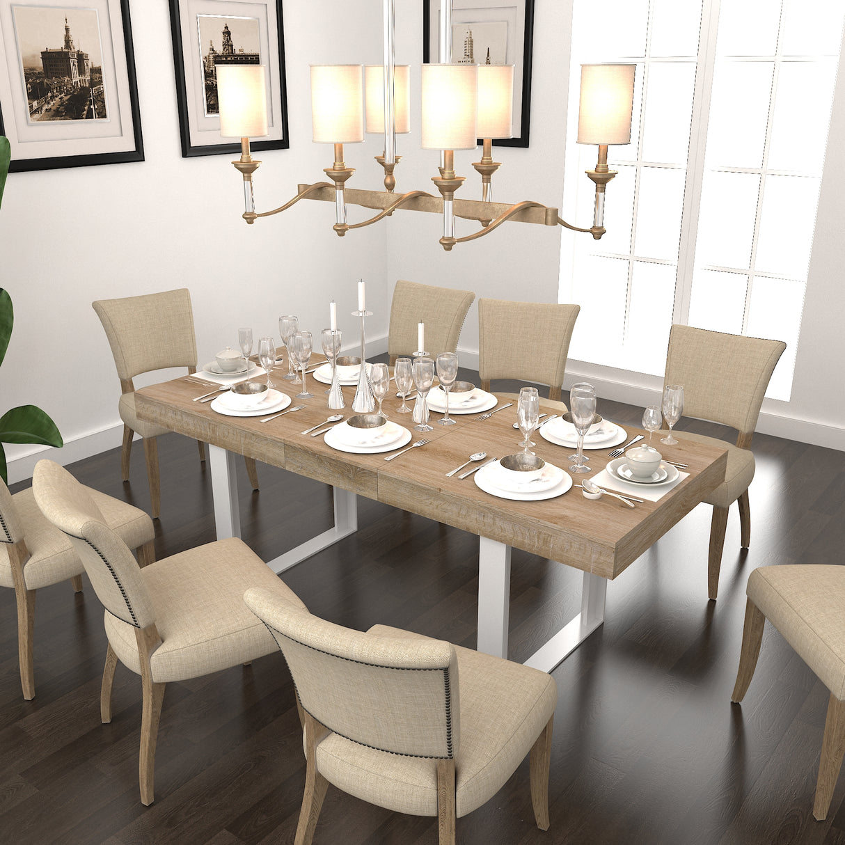 Extendable Dining Room Table for 6-10