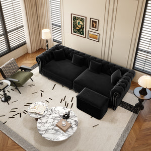 Chesterfield Sofa Bed - 3-in-1 Convertible Velvet Sofa