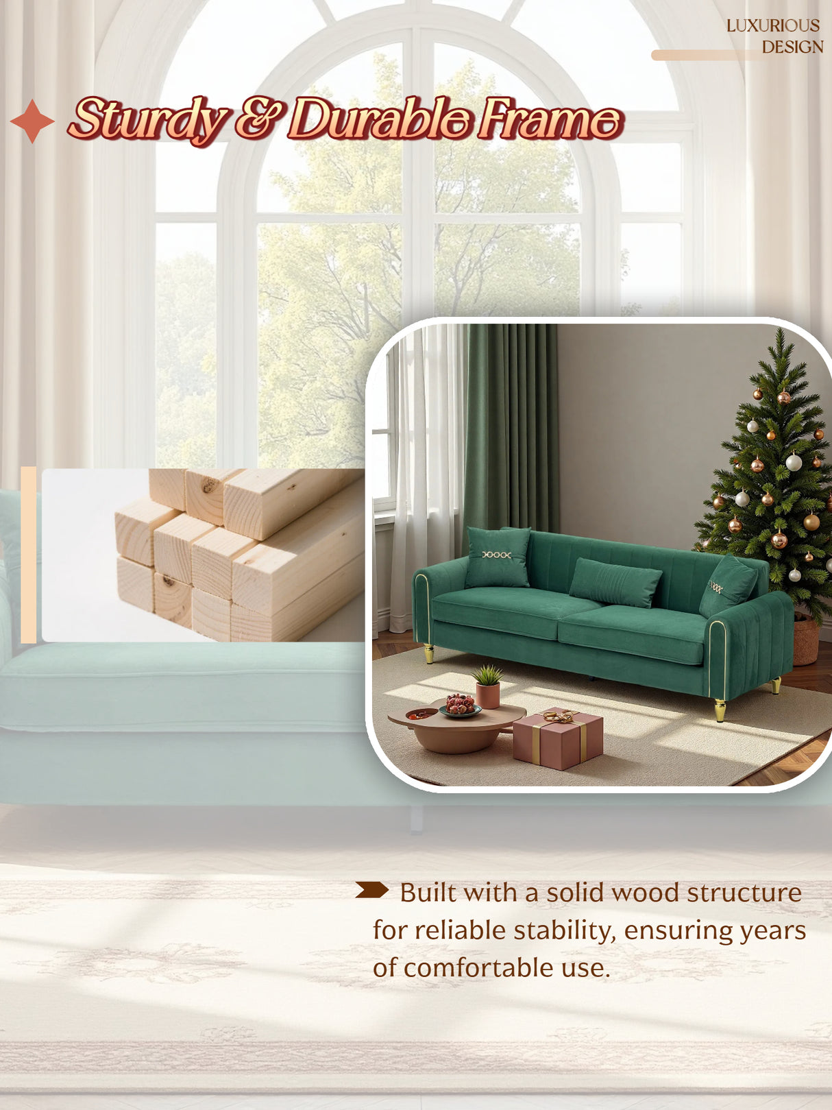 Contemporary Upholstered Sofa Couch - 87.4 Inches