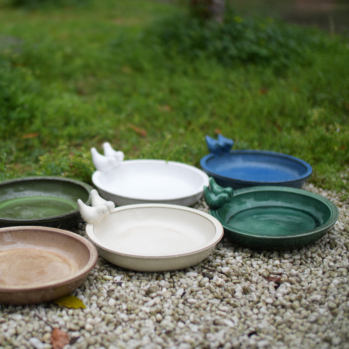 Handmade Ceramic Bird Bath, 11.8 Inch Forest