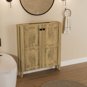 Folding Floor Cabinet With Ceramic Sink, Space Saving
