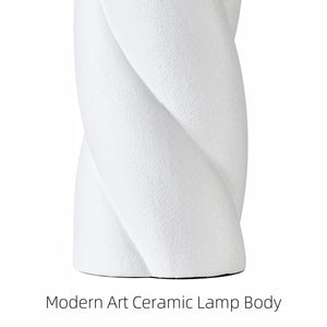 Modern Ceramic Table Lamp, 23.75 Inches, White, Set of 2