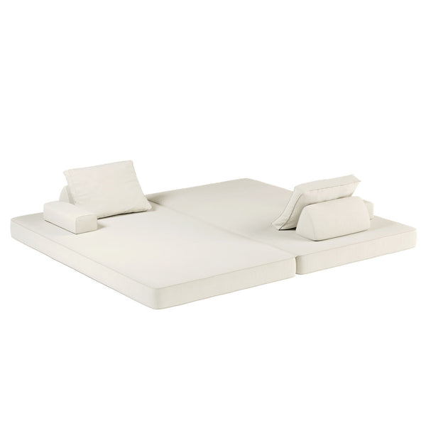 Multifunctional Convertible Sofa Bed With 2 Tumbler Backrests And 2 Pillows, Deep Seat Couch