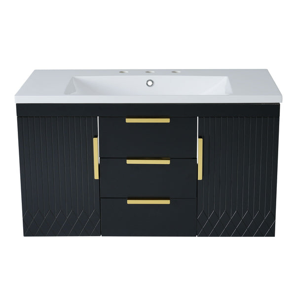 Wall Mounted Bathroom Vanity With Sink and Floating Storage Cabinet