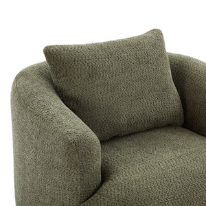 360° Swivel Barrel Sofa Chair With Throw Pillow, Upholstered Accent Chair