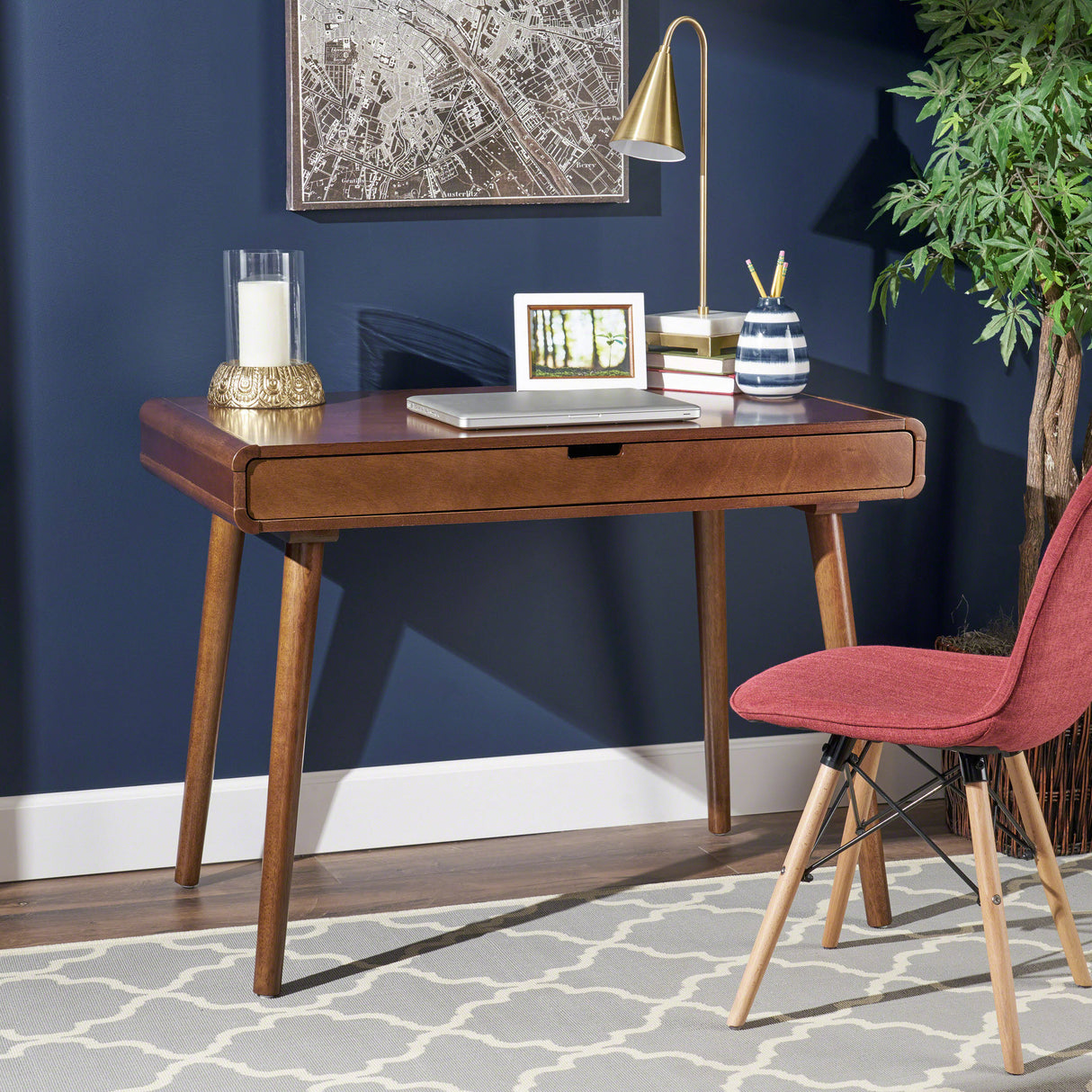 Writing Desk with Large Drawers, Computer Table for Home Office Workspace or Entryway