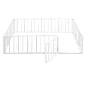 Metal Floor Bed Frame With Fence And Door