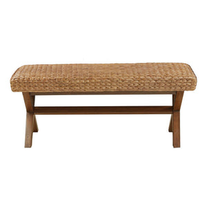 Bench With Water Hyacinth Seat - Brown
