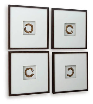 Dallbourne - Wall Art Set (Set of 4) - White / Gold Finish - Best Buy Furniture