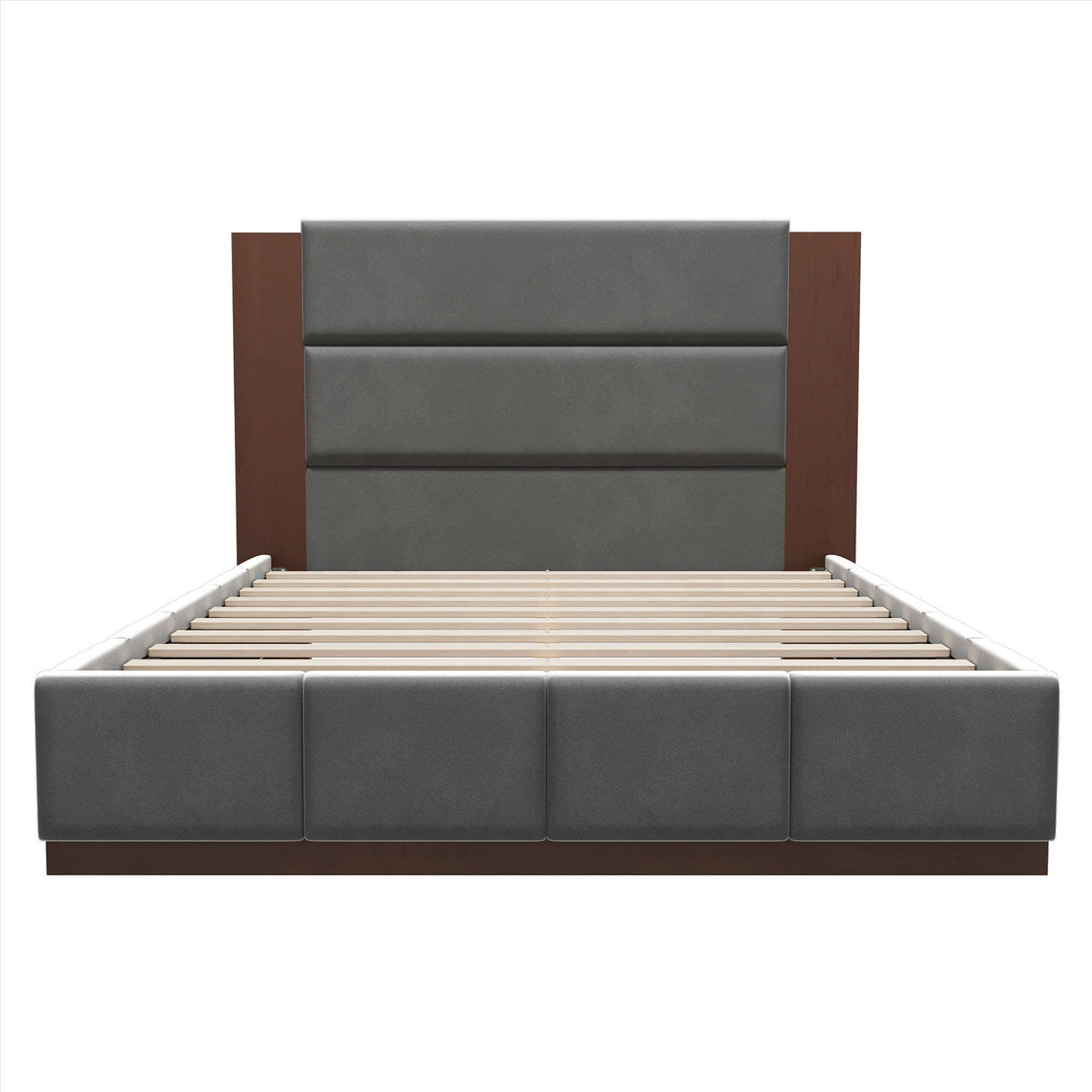 Modern Upholstered Platform Bed With Extended Headboard