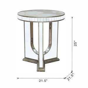 Round Table With Elegant Foral Design And Mirrored