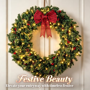 48 Inch Prelit Crestwood Spruce Christmas Wreath with Bow