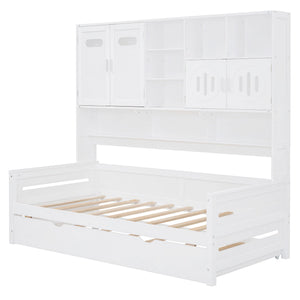 Daybed With All-In-One Cabinet And Shelf