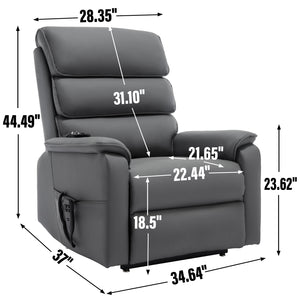 Grey Cat-Proof Leather Dual Motor Infinite Position Power Lift Recliner Chair