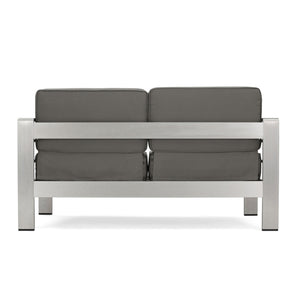 Outdoor Aluminum Loveseat With Cushion - Gray