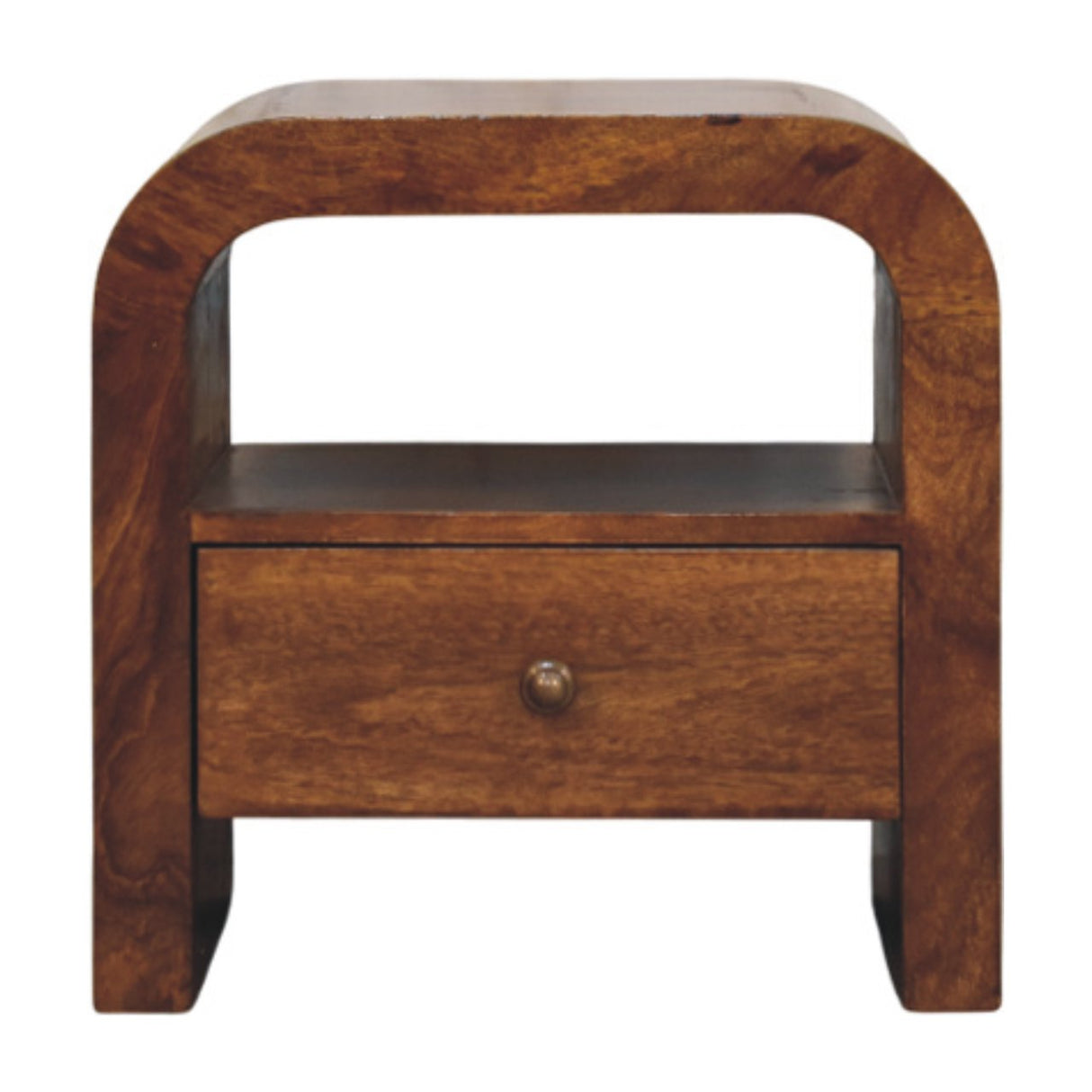 Solid Wood Darcy Nightstand, 1 Drawer and Open Shelf, Chestnut