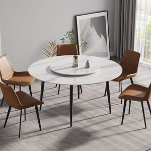 Modern Artificial Stone Round Dining Table, Can Accommodate 6 People Artificial Stone Turntable -