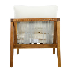 Outdoor Club Chair (Set of 1) - Acacia Wood Frame with Rope Back