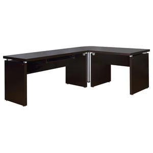 Floating - Top Computer Desk With Pullout Keyboard Shelf - Brown