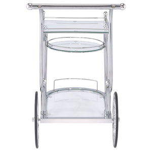 Reia - 3 Tier Cart With Casters & Tempered Glass Design - Chrome
