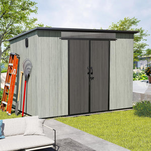 6x9FT Outdoor Resin Storage Shed with Transparent Windows & Louvered Vents