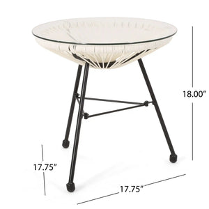 Nusa - Modern Rattan Side Table With Tempered Glass Top - Best Buy Furniture