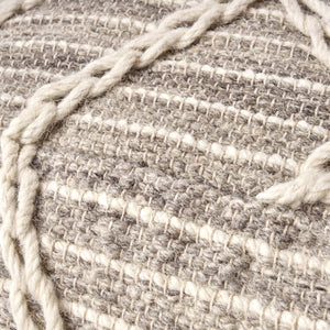 Modern Wool Rope Square Pouf Ottoman Floor Cushion - Gray / Ivory