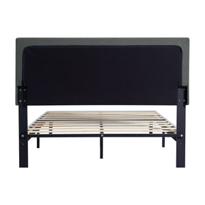 Modern Upholstered Platform Bed Frame With Button Tufted Fabric Headboard