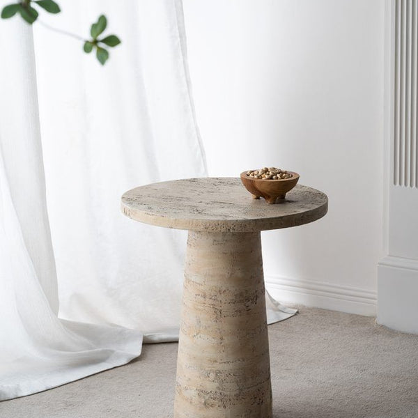 Round Side Table With Pedestal Base
