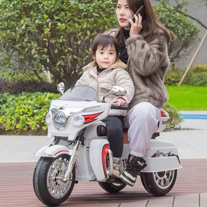 12V Kids Ride On Motorcycle, Electric Toddler Motorcycle Toy with LED Lights, Wireless Music, Large Storage Trunk, Soft PU Seat, Forward & Reverse, Rechargeable Electric Vehicle for 3-6 Years Old