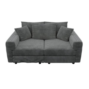 Deep Seat Convertible Sofa With Soft Pillows And Ottomans