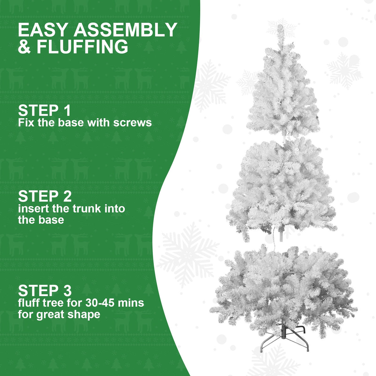 7ft White Christmas Tree with Memory Wire and 1064 Tips - view 3