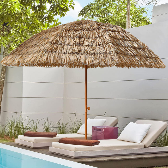 8' Thatched Patio Tiki Umbrella with Tilt