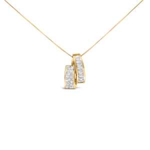 14K Yellow Gold 1 5/8 cttw Princess and Baguette Cut Diamond Fashion Pendant Necklace (G-H, VS2-SI1)
