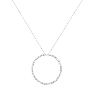 .925 Sterling Silver 4 cttw Prong Set, Round-Cut Diamond Open Circle Hoop 18" Pendant Necklace (J-K Color, I1-I2 Clarity)