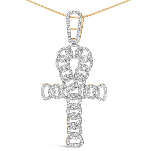 Men's 10K Yellow Gold 1.00 Cttw Ankh Cross Pendant