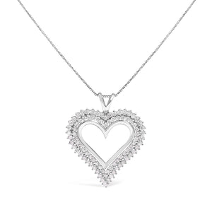 .925 Sterling Silver 1.00 Cttw Diamond Heart 18" Pendant Necklace (I-J Color, I2-I3 Clarity)