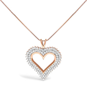 .925 Sterling Silver 1.00 Cttw Diamond Heart 18" Pendant Necklace (I-J Color, I2-I3 Clarity)