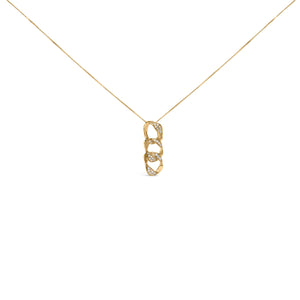 14K Yellow Gold Plated .925 Sterling Silver 1/6 Cttw Diamond Interlocking Triple Asymmetric Circle Hoop 18" Pendant Necklace (H-I Color, I1-I2 Clarity)