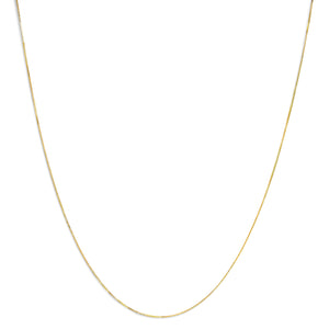 Solid 14K Yellow Gold 0.75mm Classic Box Chain Necklace. Unisex Chain - Size 16 Inches